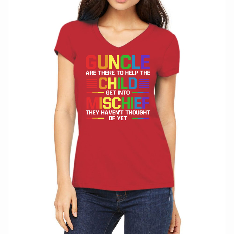 Guncle Child Mixed Uncle Gay Yellow Women's V-Neck T-Shirt by alefejosepew | Artistshot