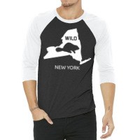 New York State Animal Beaver Silhouette Art Ny Sou 3/4 Sleeve Shirt | Artistshot