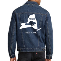 New York State Animal Beaver Silhouette Art Ny Sou Men Denim Jacket | Artistshot