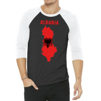 Albanian Flag Inside Map Of Albania Tumblr 3/4 Sleeve Shirt | Artistshot