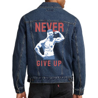 Never Give Up Green Men Denim Jacket | Artistshot