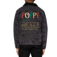 Funny Grandpa Saying Dictionary Poppy Retro Unisex Sherpa-lined Denim Jacket | Artistshot