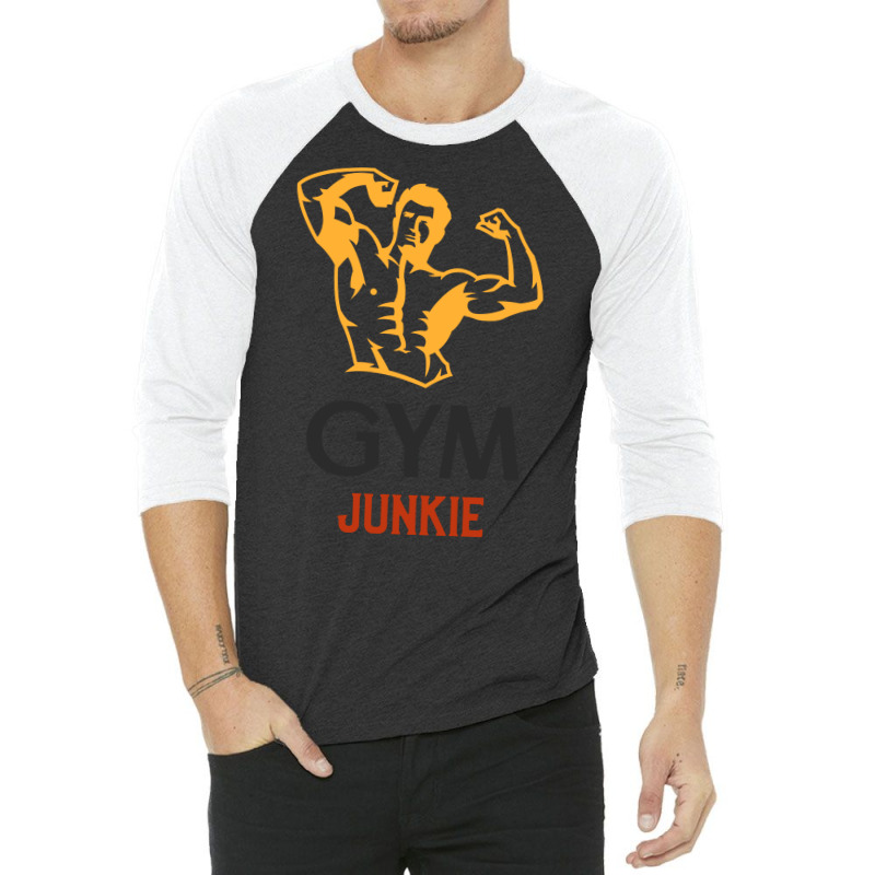 Gym Junkie Design Tshirt Coffee Mug Apparel Notebo 3/4 Sleeve Shirt | Artistshot