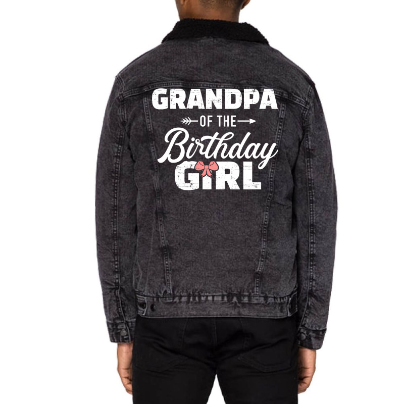 Grandpa Of The Birthday Granddaughter Girl Nature Unisex Sherpa-lined Denim Jacket | Artistshot