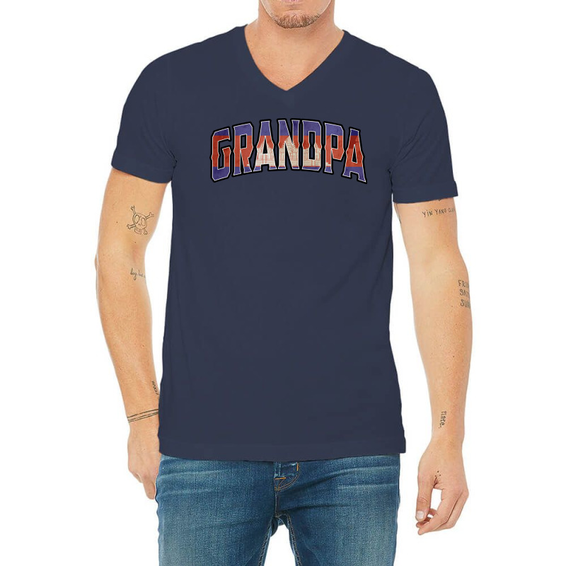 Grandpa Cambodian Vintage Heritage Dna Flag Green V-neck Tee | Artistshot