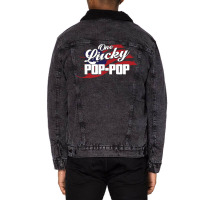 One Lucky Poppop Father Grandpa Hipster Unisex Sherpa-lined Denim Jacket | Artistshot