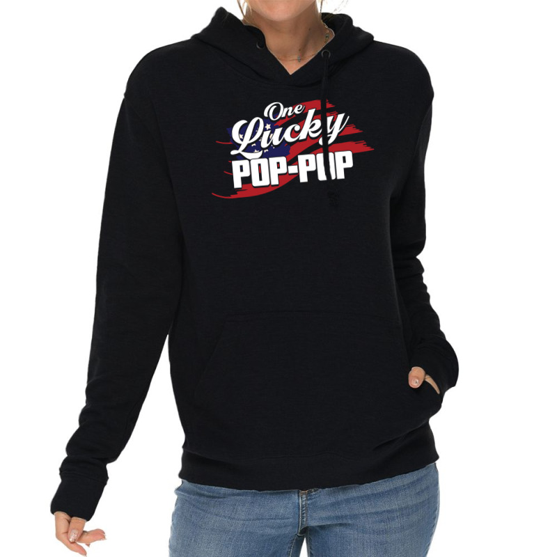 One Lucky Poppop Father Grandpa Hipster Lightweight Hoodie | Artistshot