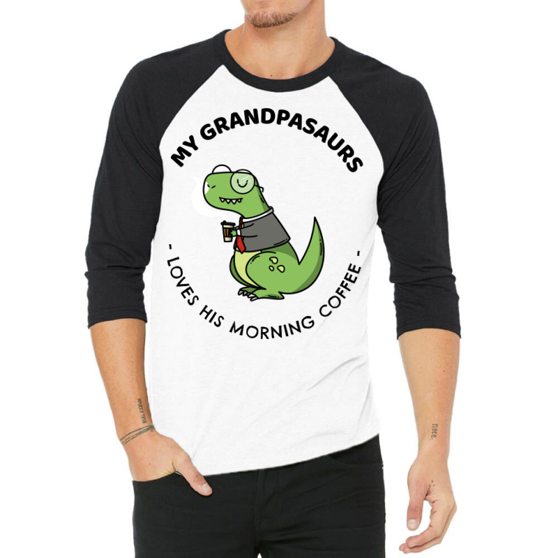 Grandpasaurs Loves His Morning Coffee Vintage 3/4 Sleeve Shirt by thanetsadib | Artistshot