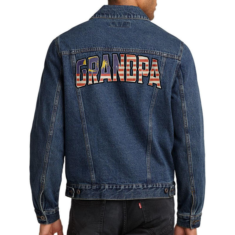 Grandpa Malaysian Vintage Heritage Dna Flag Stars Men Denim Jacket by saegerexsons | Artistshot