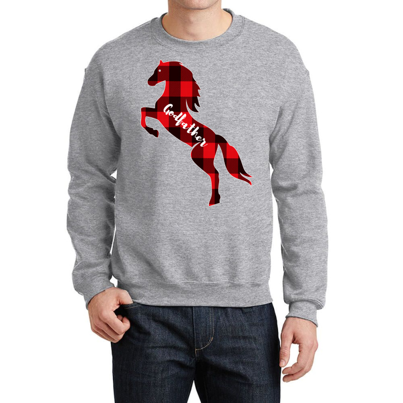 Red Plaid Horse Godfather Girl Crewneck Sweatshirt | Artistshot