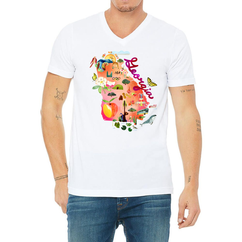 Georgia Map 80s V-neck Tee | Artistshot