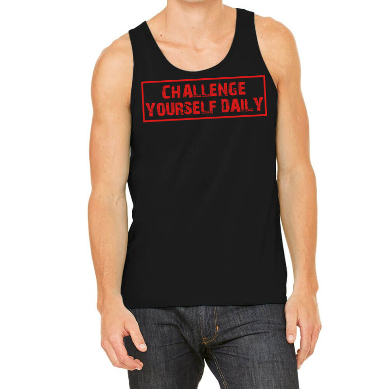 Challenge Yourself Daily Fitness Red 80s Tank Top by mesapehozajc | Artistshot