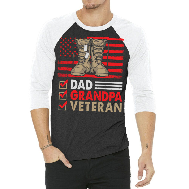 Dad Grandpa Veteran Vintage Favorite Holiday Veter 3/4 Sleeve Shirt | Artistshot