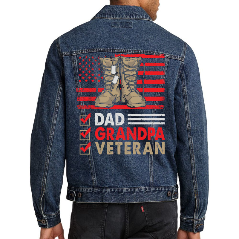 Dad Grandpa Veteran Vintage Favorite Holiday Veter Men Denim Jacket | Artistshot