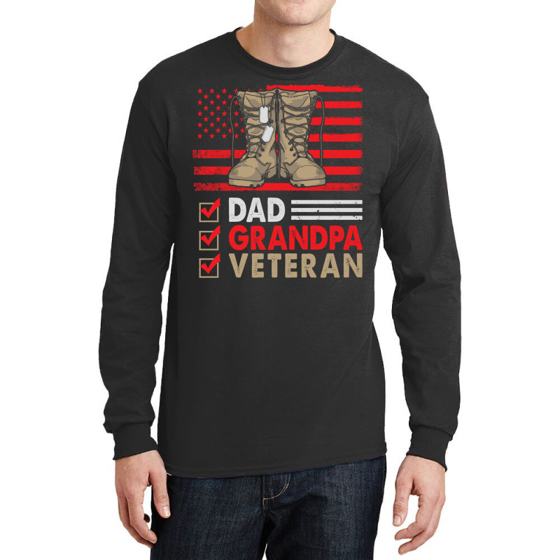 Dad Grandpa Veteran Vintage Favorite Holiday Veter Long Sleeve Shirts | Artistshot