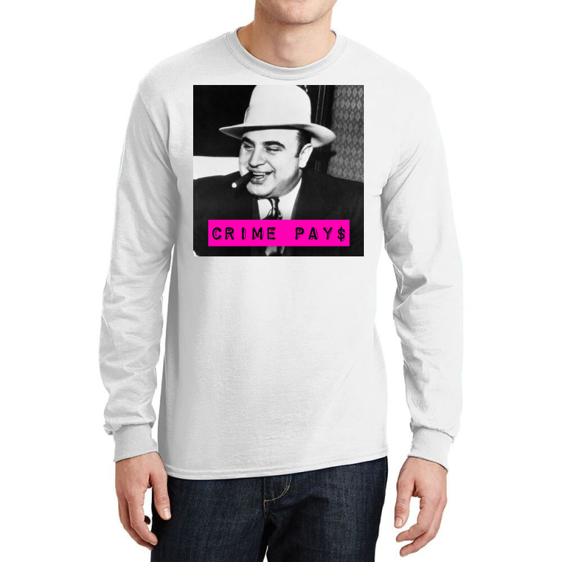 Crime Pays Feat Al Capone 70s Long Sleeve Shirts | Artistshot