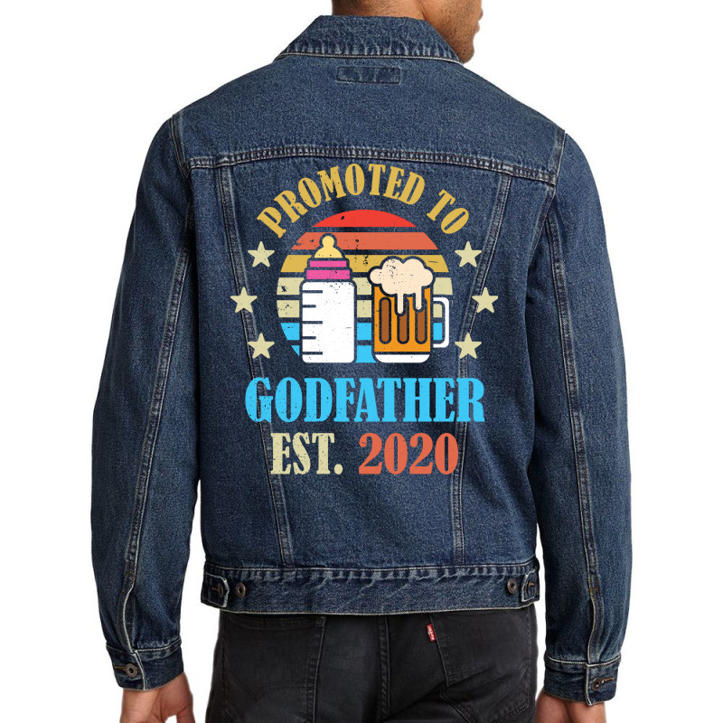 Pregnancy Announcement Promoted To Godfather Retro Men Denim Jacket by besemfofita3 | Artistshot