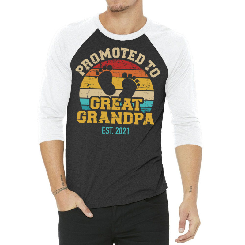 Promoted To Great Grandpa 2021 Vintage Aesthetic 3/4 Sleeve Shirt | Artistshot