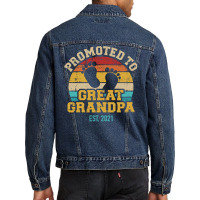 Promoted To Great Grandpa 2021 Vintage Aesthetic Men Denim Jacket | Artistshot