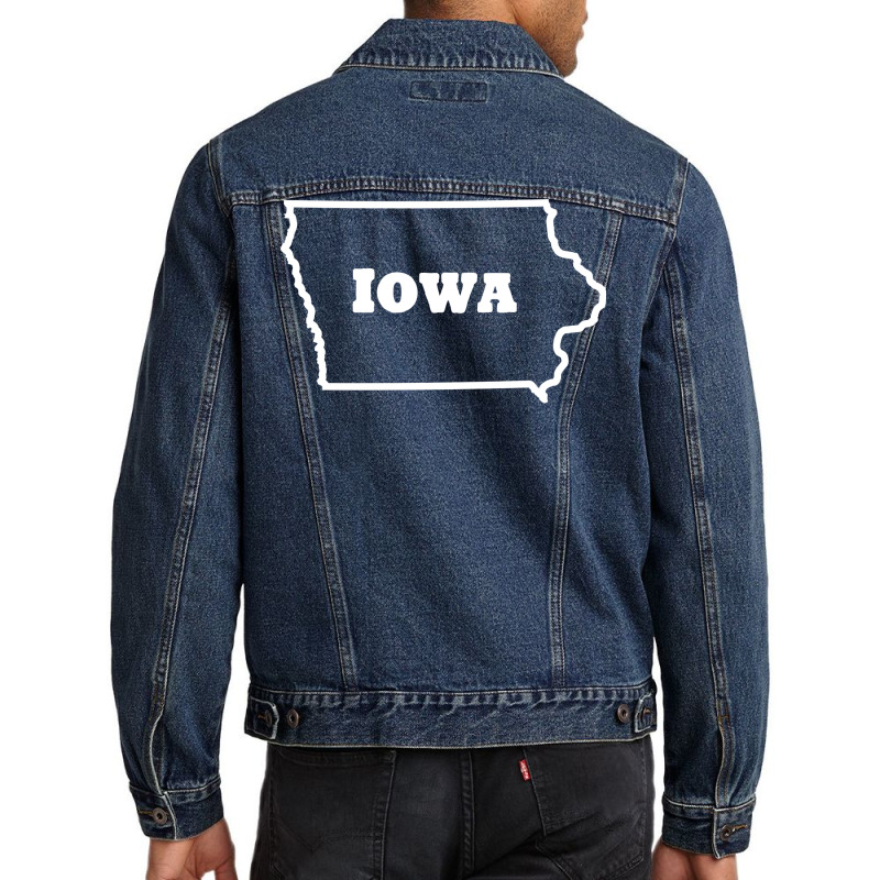 Iowa Outline Text Tumblr Men Denim Jacket by meaneyantichy | Artistshot