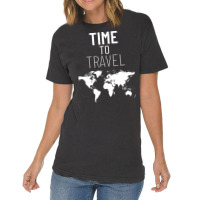 Time To Travel World Map Vintage T-shirt | Artistshot