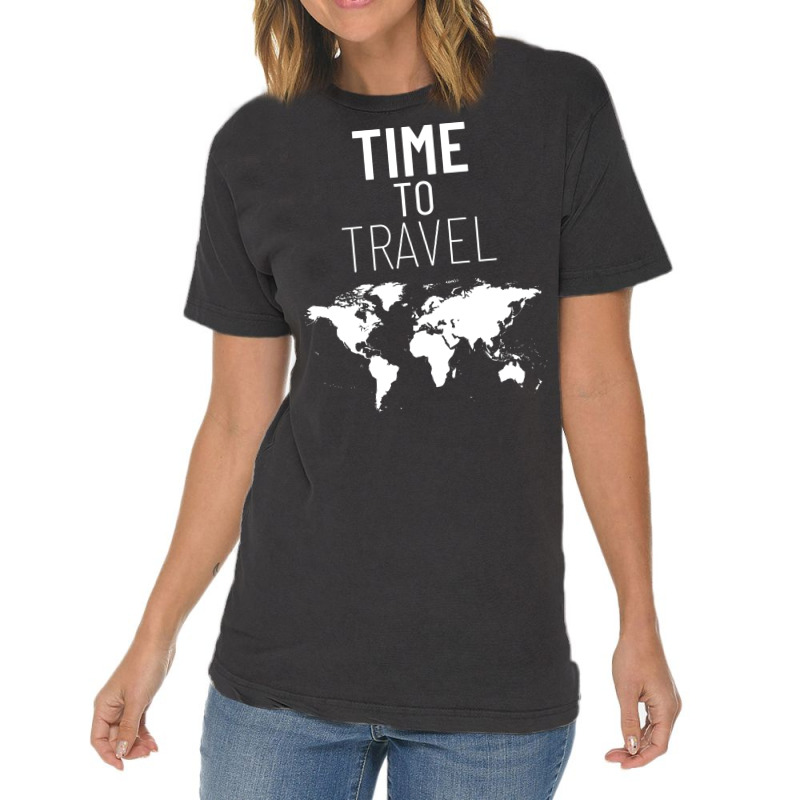 Time To Travel World Map Vintage T-shirt | Artistshot