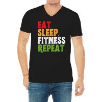 Eat Sleep Fitness Repeat Fitness Lover Red V-neck Tee | Artistshot