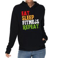 Eat Sleep Fitness Repeat Fitness Lover Red Lightweight Hoodie | Artistshot