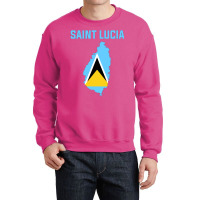 Saint Lucian Flag Inside Map Of Saint Lucia Vintag Crewneck Sweatshirt | Artistshot