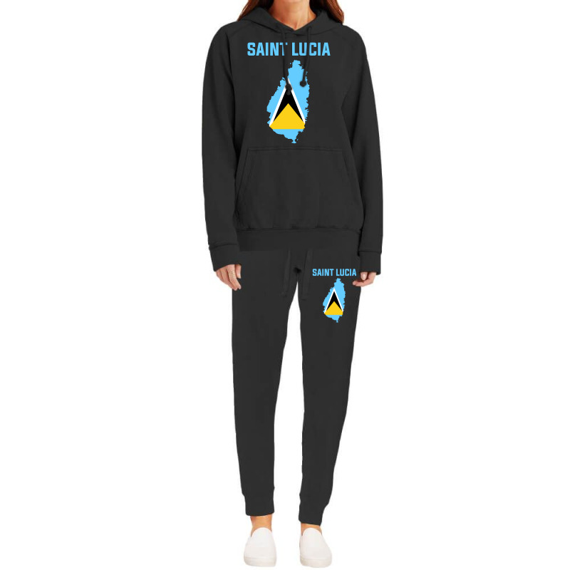 Saint Lucian Flag Inside Map Of Saint Lucia Vintag Hoodie & Jogger Set | Artistshot