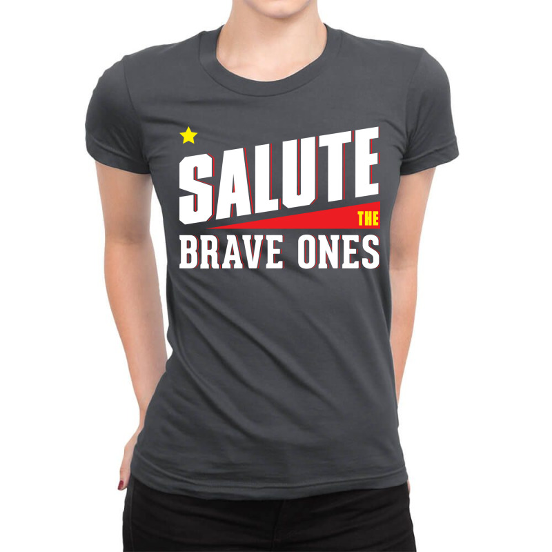 Salute The Brave Ones Blue Ladies Fitted T-Shirt by halaruzheyu1 | Artistshot