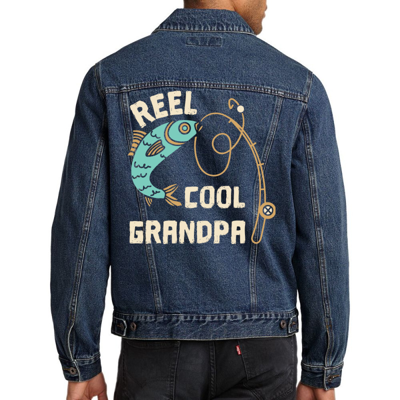 Reel Cool Grandpa Grandfather Fisher Family Fishin Men Denim Jacket | Artistshot