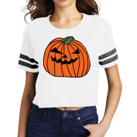 Big Orange Halloween Horror Pumpkin Summer Scorecard Crop Tee | Artistshot