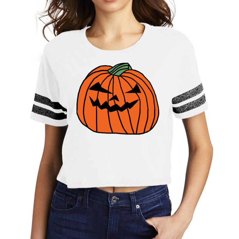 Big Orange Halloween Horror Pumpkin Summer Scorecard Crop Tee by wyzardilalio7 | Artistshot