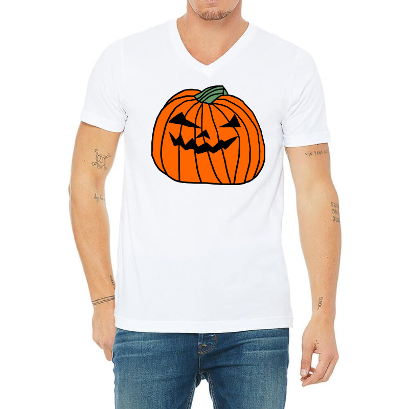 Big Halloween Horror Pumpkin Hippie V-neck Tee | Artistshot