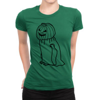 Minimal Penguin Wearing Halloween Costume Outline Ladies Fitted T-shirt | Artistshot