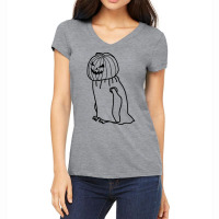 Minimal Penguin Wearing Halloween Costume Outline Women's V-neck T-shirt | Artistshot