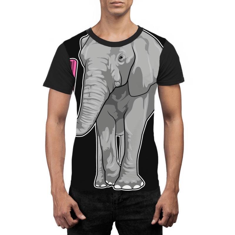 Elephant As Hairdresser With Comb Nature Graphic T-shirt by menaslebbyw | Artistshot