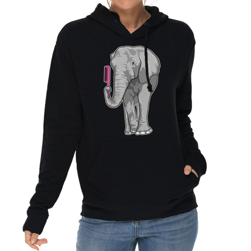 Elephant As Hairdresser With Comb Nature Lightweight Hoodie by menaslebbyw | Artistshot