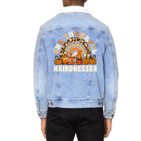 One Thankful Hairdresser Thanksgiving Rainbow Leop Unisex Sherpa-lined Denim Jacket | Artistshot