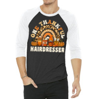 One Thankful Hairdresser Thanksgiving Rainbow Leop 3/4 Sleeve Shirt | Artistshot