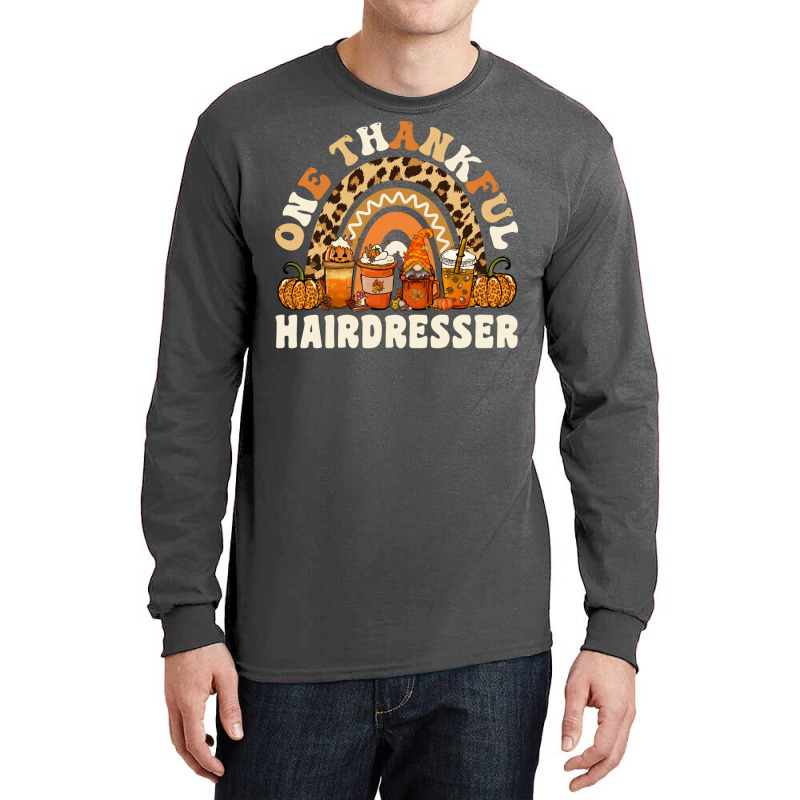 One Thankful Hairdresser Thanksgiving Rainbow Leop Long Sleeve Shirts | Artistshot