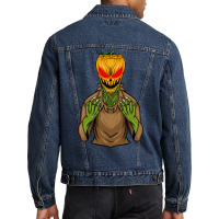 Pumpkin Scarecrow Nature Men Denim Jacket | Artistshot