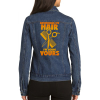 Hairdresser Saying Hair Cutting Scissors Comb Hair Ladies Denim Jacket | Artistshot