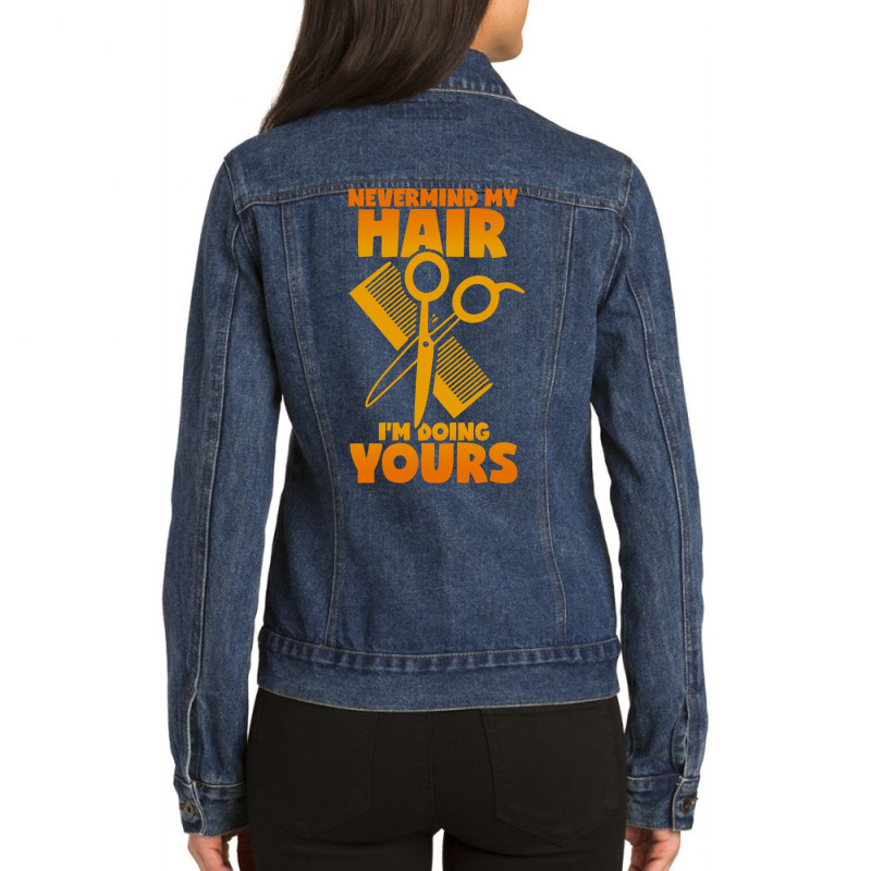 Hairdresser Saying Hair Cutting Scissors Comb Hair Ladies Denim Jacket by xuocambe | Artistshot