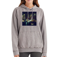 New York City Night Skyline Art Photo Vintage Hoodie | Artistshot