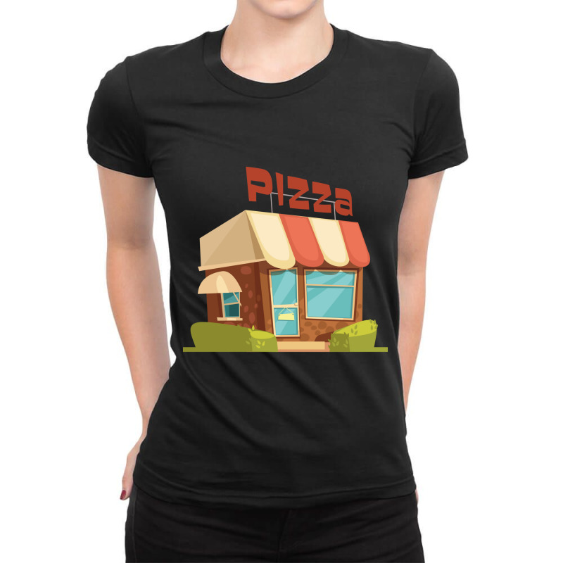 Cartoon Casual Pizza Shop Ladies Fitted T-Shirt by ogoy | Artistshot