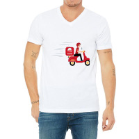 Illustration Of Pizza Delivery V-neck Tee | Artistshot