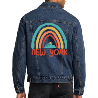 New York Retro Vintage Rainbow   New York Mountain Men Denim Jacket | Artistshot