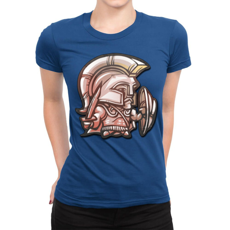 Spartan With A Shield And A Sword Ladies Fitted T-Shirt by nciridikkenl | Artistshot